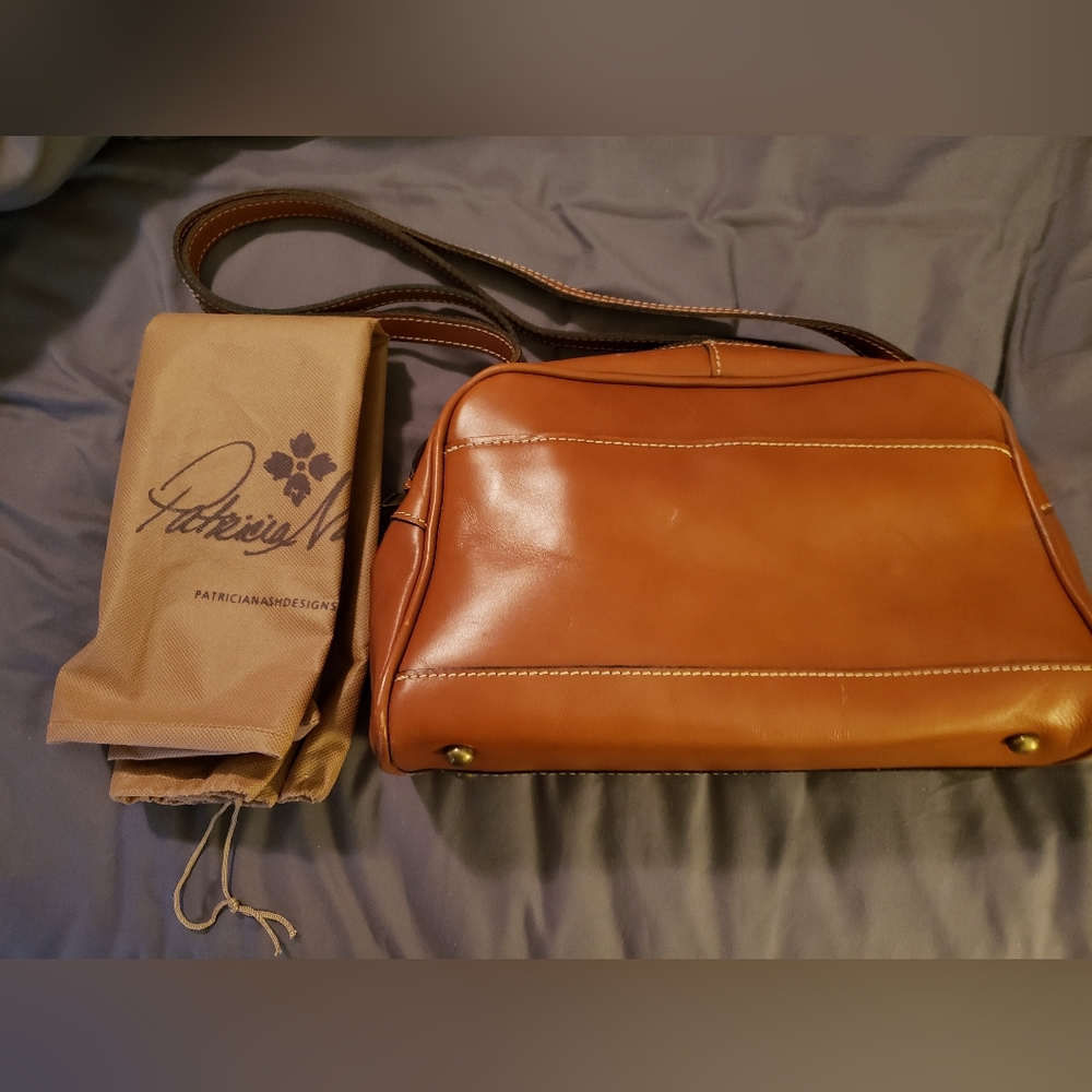 Patricia Nash Tan Full Grain Leather Double-Strap Tote
